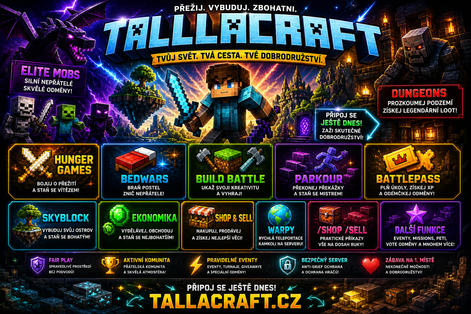 🔥 TallaCraftCZ | SkyBlock & Survival | NOVÝ SERVER thumbnail